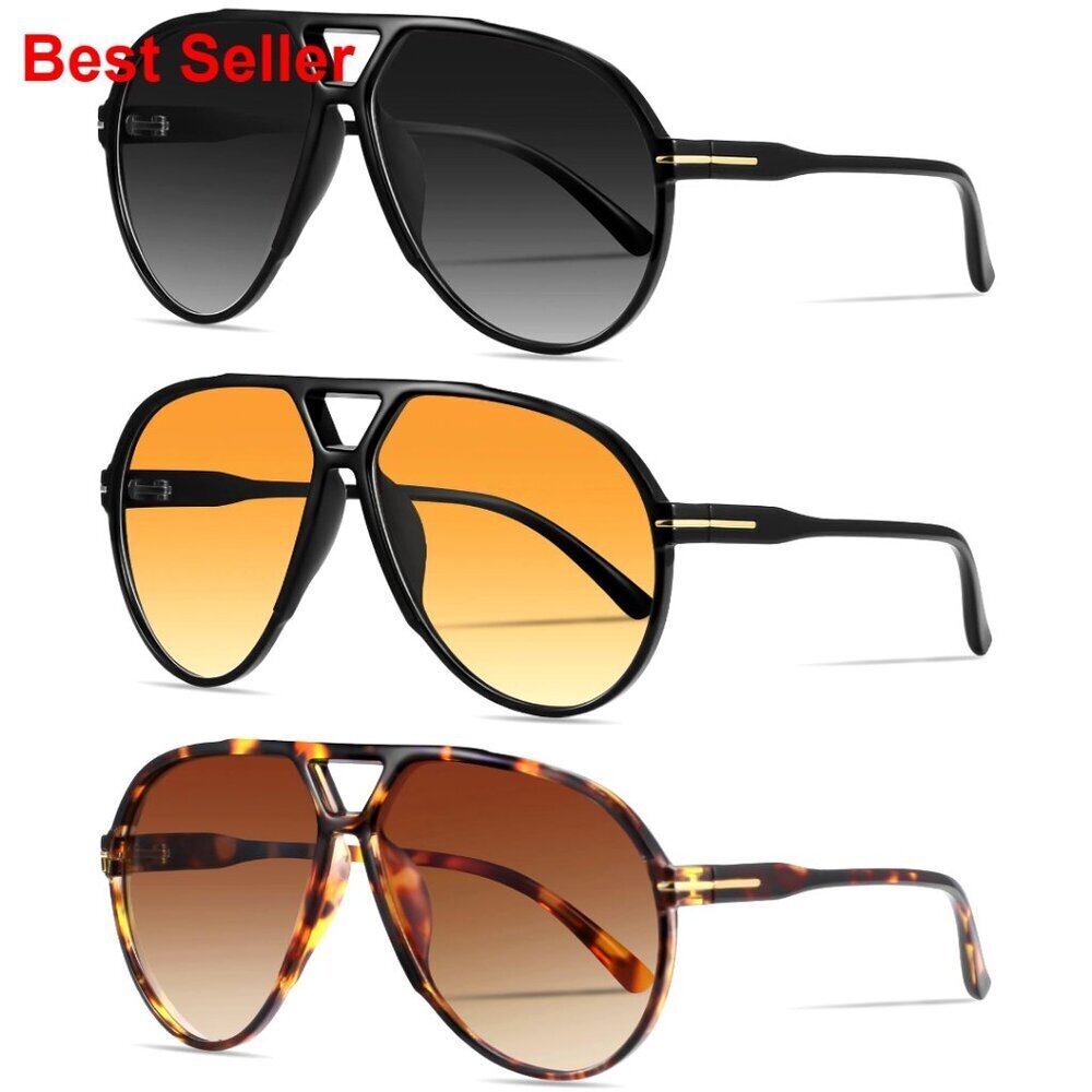 Oversized Aviator Sunglasses Vintage Style Large Frame UV400 Protection
